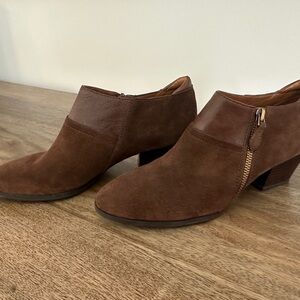 Womans Brown Suede Leather Ankle Shoes / FRANCO SARTO